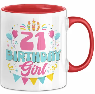 Produktbild von 21. Geburtstag Tasse Frauen Mädchen Geschenkidee Lustig 21 Birthday Girl Lustiger Spruch (Rot)
