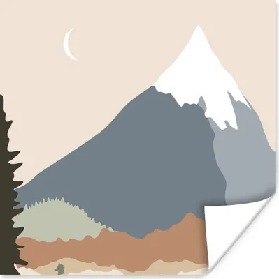 Produktbild von MuchoWow® Poster Pastell - Illustration - Berg 75x75 cm - Wand Dekoration
