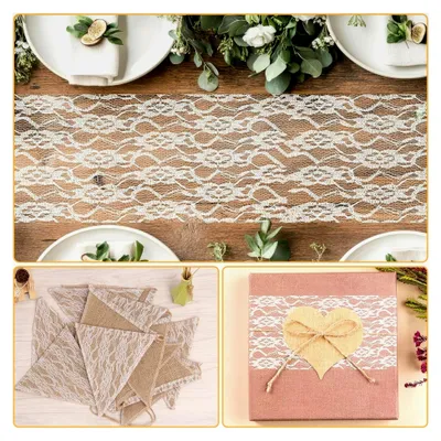 Produktbild von 2 Stück Tischläufer Weiß Spitze 15cm × 22m, Waschbare Tischläufer im Retro-Stil, Abwaschbare Hochzeitsdekoration für besondere Anlässe wie Hochzeiten, Taufen und Partys
