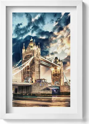 Produktbild von Tower Bridge in London– Wandbild mit Rahmen – Gerahmtes Bild  – Wanddekoration – 20x30 cm – Weiß