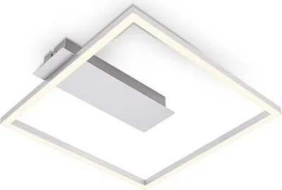 A modern square LED ceiling light fixture with a brushed aluminum finish.