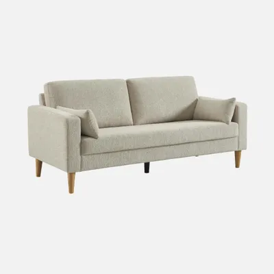 Produktbild von sweeek - 3-Sitzer Sofa mit Heveaholz und Chenille-Bezug - Beige