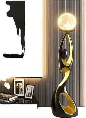 Obrázek produktu pro Stojací lampa, moderní styl, světelný zdroj LED, materiál pryskyřice, černá barva se světly