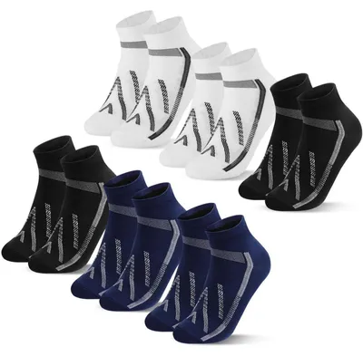 Produktbild von Kurze Radsocken Unisex 6 Paar Gepolstert Atmungsaktiv Schwarz Weiß Blau 39-42