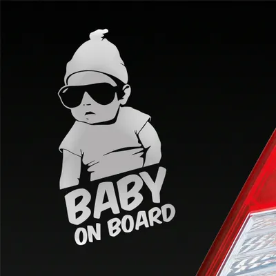 Produktbild von Auto Aufkleber Baby an Board Baby an Bord 19x10 cm Silber Sticker Heckscheibenaufkleber