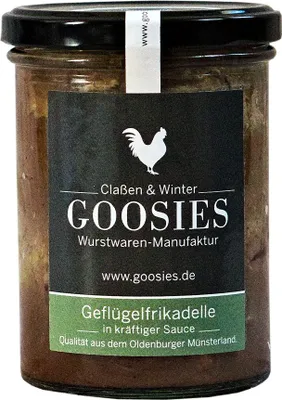 Produktbild von Goosies Gefügel-Frikadelle in kräftiger Sauce