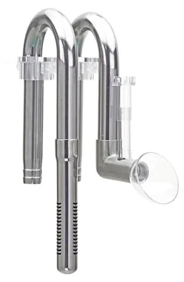 Image de Tuyau de skimmer pour aquarium en acier inoxydable, avec supports