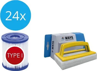 Obrázok produktu pre Bestway - Filter typu I vhodný pre filtračné čerpadlo 58381 - 24 kusov & WAYS čistiaca kefa