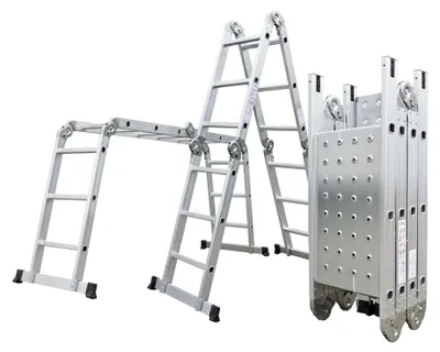 Zdjęcie produktu dla Drabina aluminiowa G21 GA-SZ-4x3-3,7M wielofunkcyjna + podłoga