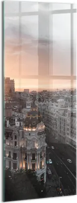 Produktbild von Designer Glasbild - Wandbild - Glas Bild - 50x125 cm - Altstadtpanorama Und Sonnenuntergang