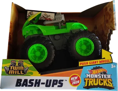 Image de Mattel Hot Wheels GKD32 - Monster Truck 1:64, BASH-UPS Twin Mill Actioncar pour enfants