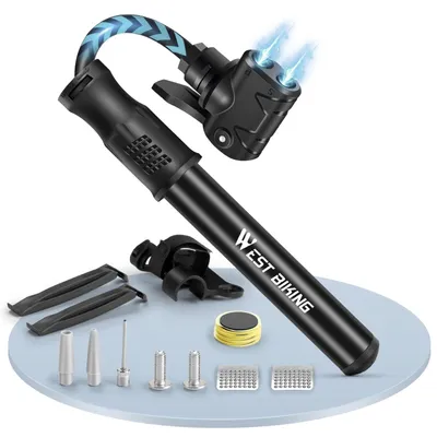 Zdjęcie produktu dla Mini pompa rowerowa ręczna - 139 g - 80-100 psi - Zestaw naprawczy - Do zaworów Presta i Schrader