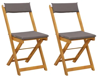 Image de vidaXL - 2 chaises de jardin d'extérieur, couleur gris foncé, en bois d'acacia massif