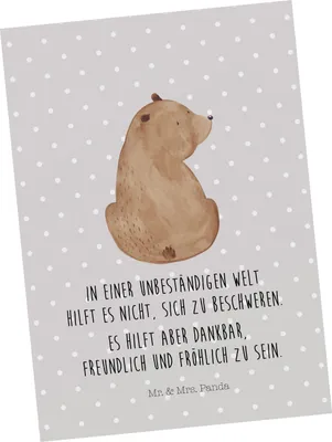 Produktbild von Mr. & Mrs. Panda Postkarte Bär Schulterblick - Grau Pastell - Geschenk, Grußkarte, spruchkarte, Motivation, Postkarten, Ansichtskarte, Ansichtskarten, Selbstachtung