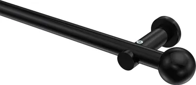 Produktbild von Interdeco Gardinenstange / Vorhangstange Schwarz, Typ Platon Luino (Kugel) ohne Ringe, 20 mm Ø 1-läufig, 200 cm