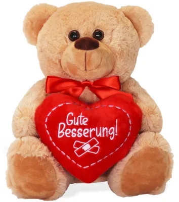 Image de Ours en peluche avec cœur Bon rétablissement brun 25 cm