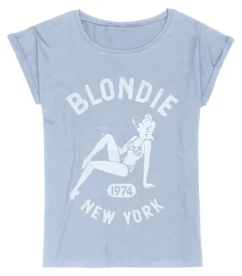 Produktbild von Blondie T-Shirt Damen Bar Girl 1974 blau Band-Merch, Bands 100% Baumwolle S
