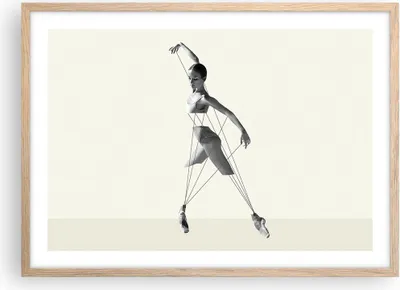 Produktbild von Gerahmtes Poster - Rahmen in heller Eiche - Surreal Ballerina Marionette - 70x50 cm - Wand Bild - Wanddeko - Wandbilder - Kunstposter - Wandposter - Bilderrahmen - Bilder - P2NAA70x50-4812
