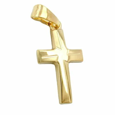Produktbild von Anhänger 18x11mm Kreuz matt-diamantiert 9Kt GOLD gold 18x11mm