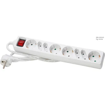 Produktbild von KOPP Steckdosenleiste 129502003, 8-fach, Schalter, 1,4 m Zuleitung, BS, weiß
