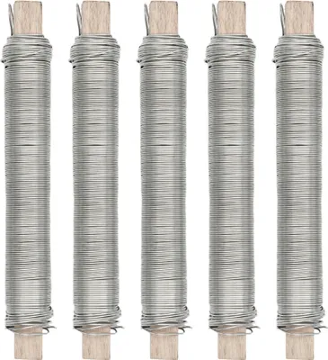 Produktbild von 5x Wickeldraht Bindedraht Draht Basteldraht Blumendraht verzinkt auf Holzstab