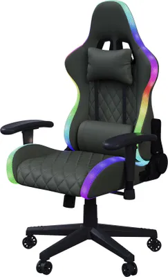 Immagine prodotto di Sedia da gioco UnboxG con LED RGB, braccioli 2D e schienale regolabile 90-135°, con cuscino per il collo