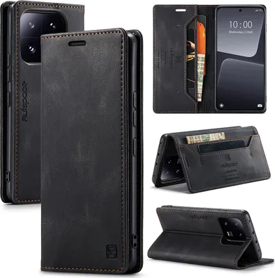 Produktbild von Xiaomi 13 Pro Hülle, Retro Kunstledertasche Stand Schutzhülle für Xiaomi 13 Pro Schwarz