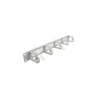 Produktbild von DeLOCK 19″ Kabelmanagement Bürstenleiste mit 5 Bügeln 1 HE grau, Kabelmanagementtafel, Metall, Grau