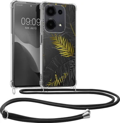 Immagine prodotto di kwmobile Custodia da collo compatibile con Xiaomi Redmi Note 13 Pro 4G Case - Cover in silicone con catena per cellulare - Giallo Grigio Trasparente Jungle