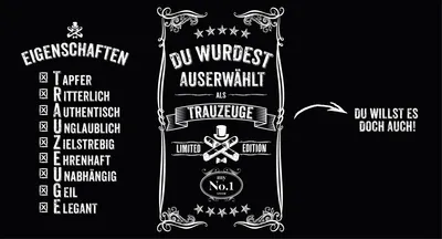 Produktbild von Funke & Brand Flaschenetikett Willst du mein Trauzeuge sein