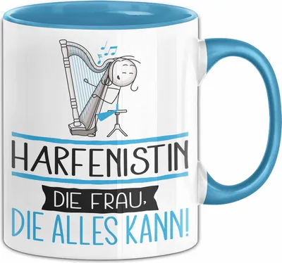 Produktbild von Harfenistin Geschenk Tasse Becher Die Frau Die Allen Kann Geschenkidee für eine Harfenistin Lustig (Blau)