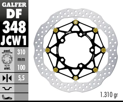 Immagine prodotto di Disco freno Galfer DF348JCW1G03 WAVE® FLOATECH RACING flottante anteriore 310x5,5 mm (ne occorrono 2) per Suzuki VZR M 1 R R2 Intruder GSX-R 600 - 1800 cc, anni di produzione 2005 - 2025