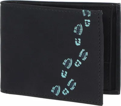 Produktbild von oxmox Geldbörse New Cryptan RFID Protect Pocketbörse Footsteps Print Cyan Black schwarz