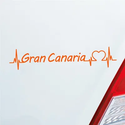 Produktbild von Auto Aufkleber Gran Canaria Puls Herzschlag mit Insel Motiv 19x4 cm Orange Sticker Heckscheibenaufkleber