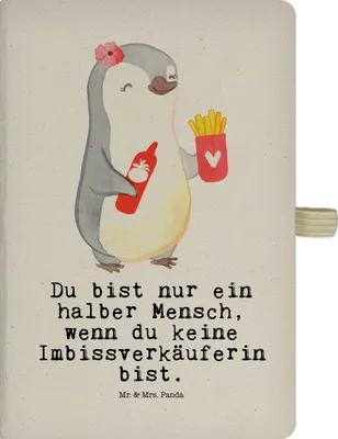 Produktbild von Mr. & Mrs. Panda Journal Imbissverkäuferin Herz - Transparent - Geschenk, Spruch, notizbuch, Imbissbesitzerin, Skizzenbuch A5, Lustig, Witzig, Pommesverkäuferin, Tagebuch