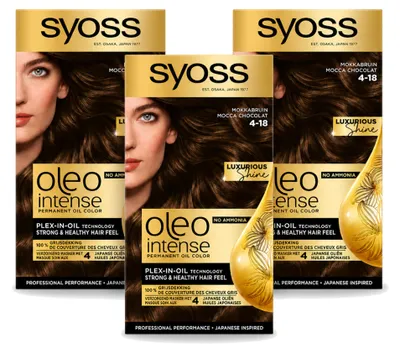 Productafbeelding van 3 x SYOSS Oleo Intense permanente haarkleur - Mokkabraun - Voordeelverpakking - 3 stuks