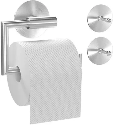 Immagine prodotto di Zollers Portarotolo da bagno in argento, da parete, autoadesivo, con 2 ganci, per bagno e cucina