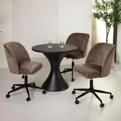 Produktbild von di volio Homeoffice Stuhl FANO, Drehstuhl mit Rollen, gemütlicher Schreibtischstuhl modern für Home Office & Schminktisch, Braun