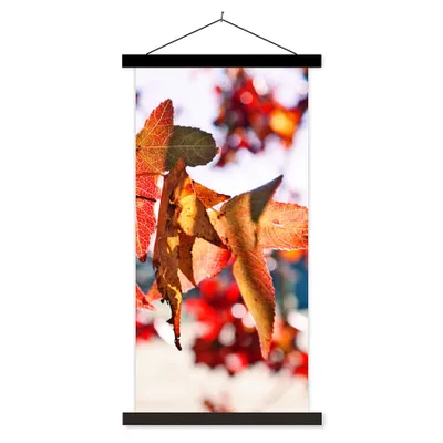 Produktbild von MuchoWow® Textilposter Ahorn - Blätter - Rustikal - Herbst 60x120 cm mit schwarzem Rahmen - Magnete