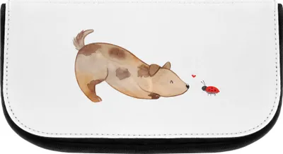 Produktbild von Mr. & Mrs. Panda Make-Up Tasche Hund Marienkäfer - Weiß - Geschenk, Kulturtasche, Kosmetiktasche, Mischlingshund, Necessaire, kulturtäschchen, Mischlinghund, Organizer