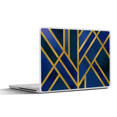 Produktbild von MuchoWow® Laptop Aufkleber Sticker Cover Gold - Blau - Muster 36.5x27.5 cm - Laptop-Sticker