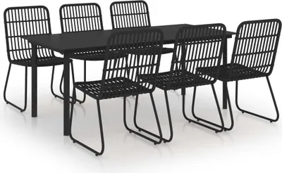 Produktbild von vidaXL 7-tlg. Garten-Essgruppe Poly Rattan und Glas