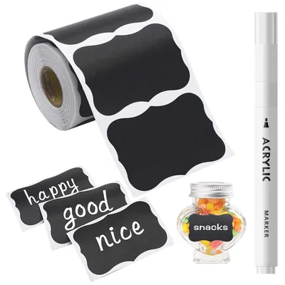 Produktbild von Schwarze Etiketten Aufkleber Sticker - 120 Stück - 5,5 x 3,5 cm - Wasserfest - Mit Acrylmarker