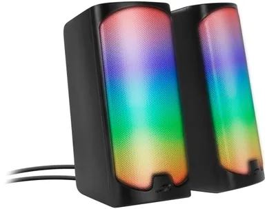 Zdjęcie produktu dla Głośniki RGB do komputera gamingowego, Bluetooth - Głośniki gamingowe z podświetleniem RGB, 12W, czarne
