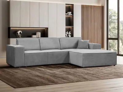Produktbild von Ecksofa PEDRO L Hellgrau, 267x170 cm, Sofa L-form Breite Ottomane rechts, ohne Schlaffunktion