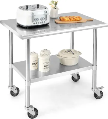 Produktbild von Edelstahltisch Arbeitstisch Küchentisch Edelstahl Silbrig 91,5 x 61 x 88,5 cm