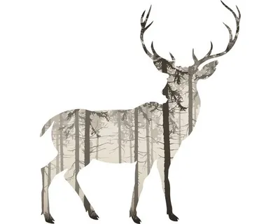 Produktbild von 3d Wanddeko Hirsch im Wald 50x50 cm
