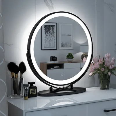 Produktbild von WYCTIN Kosmetikspiegel Schminkspiegel Mit LED Beleuchtung MakeUp Drehbar 50*50cm Kaltes Weiß
