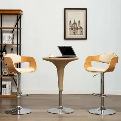 Produktbild von Maison Exclusive - Barhocker 2 Stk. Creme Bugholz und Kunstleder