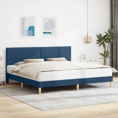 Produktbild von Möbel Bettrahmen mit Kopfteil Blau 180 x 200 cm StoffKlassische Betten - Klassische Betten c6813